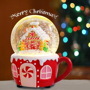 Weihnachten Schneekugeln Lebkuchenmann Dorfhaus in Tasse Weihnachten Schneekugel - Bild 1 von 8