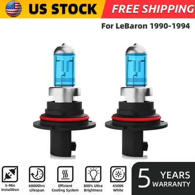 For Chrysler LeBaron 1990-94 9004/HB1 Halogen Headlight Bulbs Kit High/Low Beam - Image 1 of 4