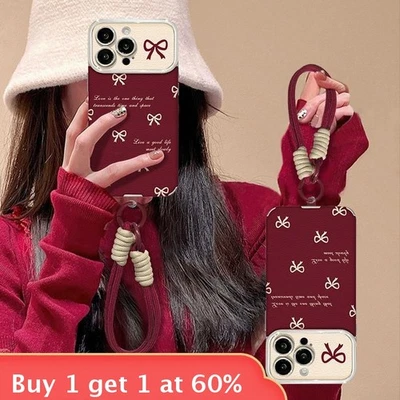 For Apple iPhone 17 Pro Max 16 15 14 13 12 11 Phone Cover Bow Lanyard Bracelet - Image 1 of 4
