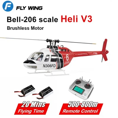 Fly Wing Bell 206 V3 6CH 3D GPS Auto Return Hovering RC Helicopters 2 Battery US - Image 1 of 4