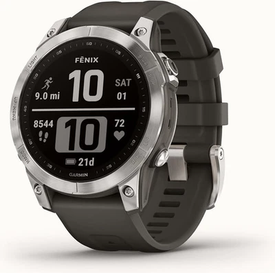 Garmin fēnix 7 Multisport GPS Watch, Silver with Graphite Band - Image 1 of 4