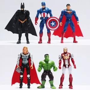 6PCS Marvel Avengers Super Hero Figures Toys Cake Toppers Hulk Batman Super Man - Picture 1 of 1