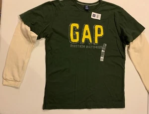Vtg NWT GAP Kids Boys Size XXL (14-16) T-Shirt Long Sleeve Layered Green Shirt - Picture 1 of 6