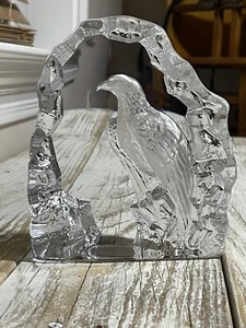 RARE Large MATS JONASSON SWEDISH Crystal Bald Eagle lead crystal Royal Krona - Picture 1 of 12