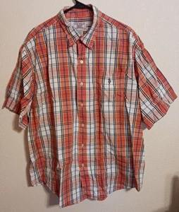 US Polo Assn Mens Long Sleeve Shirt Orange Plaid XL Sz Button Up Logo - Picture 1 of 4
