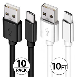 10-PACK Samsung Galaxy S9 S10+ Note 8 9 USB-C Type C Fast Charger Charging Cable