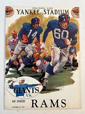 1961 (10/22) NY Giants vs LA Rams NFL Football Program FAIR+