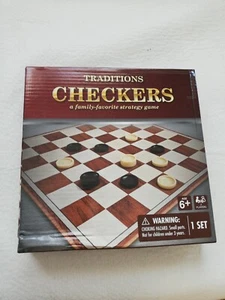 New Classic Traditions Checkers Board Game W/Folding Table And Checkers Pieces  - Picture 1 of 7