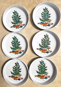 Lot of Six Christmas Tree Metal 2.25" Coasters - Picture 1 of 3