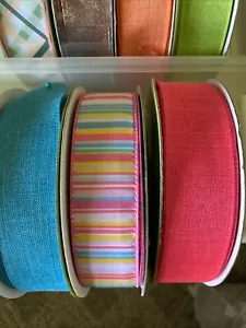 Lot Of 3 new ribbon Members Mark 1.5” w wired App.49yds. each roll,spring,Easter - Picture 1 of 3