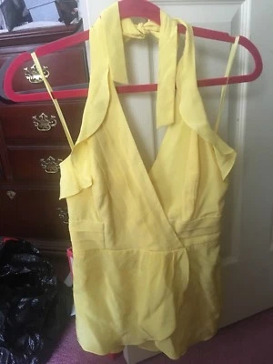 Camiseta sin mangas bcbg maxazria Halter color amarillo lima talla pequeña Foto 1 de 4