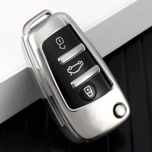 Funda abatible con llave de coche con carcasa accesorios cromados para Audi A1 A3 Q3 Q7 TT - Imagen 1 de 7