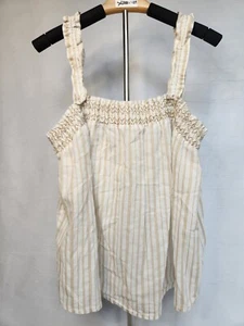 Banana Replublic Striped Tank Top Womens Medium Embroided Light Straps Cute EUC - Picture 1 of 10