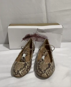 Size 7 Women's Jessica Simpson Bingley Sedona Snake Print Tie Up Adorable Flats - Picture 1 of 6