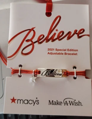 Pulseira ajustável Macy's "Believe" 2021 edição especial J0 - Imagem 1 de 2