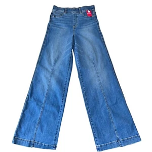 Pantalón Jean Spanx Pierna Ancha Costura Frontal De Colección Índigo Nuevo Con Etiquetas Grande Alto 35" Entrepierna - Imagen 1 de 11