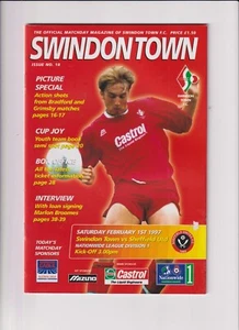 Football Programme - Swindon Town v Sheffield United 01/02/1997 1st February - Picture 1 of 2