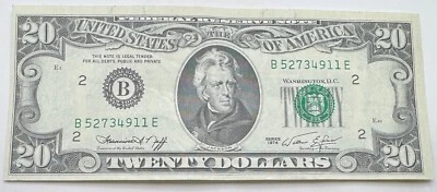 1974 Vintage $20 Federal Reserve Note - New York - B - Twenty Dollar Bill - Image 1 of 3