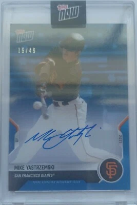 Mike Yastrzemski 2021 TOPPS NOW OPENING DAY ON CARD AUTO BLUE 15/49 OD-436B - Image 1 of 4