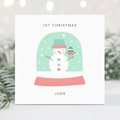 Personalised 1st Christmas Card For Girl, First Xmas Card For Daughter Niece - Image 1 of 3