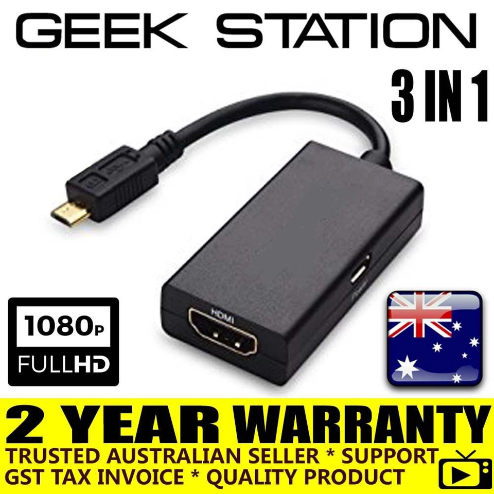 3 in 1 Micro USB to HDMI Cable Adapter charge 1080 HDTV for Samsung HTC MHL 2.0 - image 1 of 1