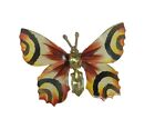 Vintage Czechoslovakia Butterfly Yellow Crystal Rhinestone Enamel Brooch Pin