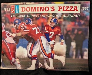 Calendario 1992 - 1993 Denver Broncos, Domino's Pizza John Elway completo - Foto 1 di 2
