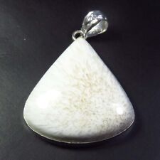 Beautiful White Scolecite Natural Gemstone Handmade 925 Silver Pendant Jewelry