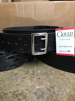 Gould & Goodrich Black Leather Duty Belt - NEW E-Z Slide Silver Buckle USA