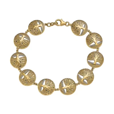 18K Yellow Gold Vermeil Natural Green Diamond Bracelet Silver Wt. 19.35 Gms - Image 1 of 4