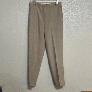 Pendleton VTG 90s Lined Wool Flat Front Trousers Brown Tan Houndstooth Pattern 8 - Picture 1 of 6