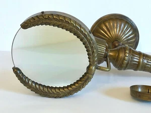 ANTIQUE BRONZE MAGNIFYING CANDLE SCONCE WALL LAMP. MUSEUM QUALITY. RARE! - Picture 1 of 12
