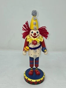 VTG 1998 NUTCRACKER VILLAGE CIRCUS CLOWN WOOD NUTCRACKER FIGURINE 10" - Picture 1 of 7