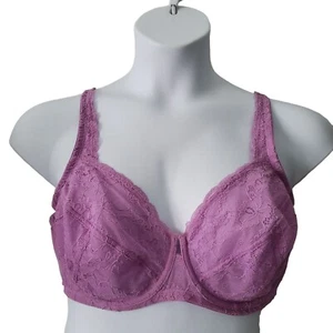 Ambrielle Purple Sexy Lace Lined Adjustable Back Hook Underwire Bra Size 40D - Picture 1 of 5
