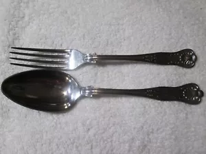 Vintage Kings Crown Pattern Silver Plate Serving Spoon & Fork WMF 90 German Mark - Picture 1 of 7