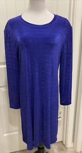 NWT VTG 90's Softly Suited Blue Travel Dress Lng Slve Stretch Wrinkle Free SZ 16 - Picture 1 of 11