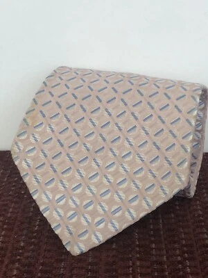 Murano 男式粉色浅蓝色/银色几何领带 100% 真丝 — 第 1/4 张图片