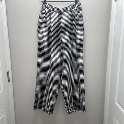 Pantalones para mujer de pierna ancha de colección talla 12 pata de gallo blanco y negro cierre lateral Foto 1 de 4