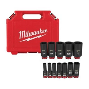 Milwaukee Impact Socket Set 3/8" Deep Well Durable in High Torque SAE (12-Piece) - Picture 1 of 9