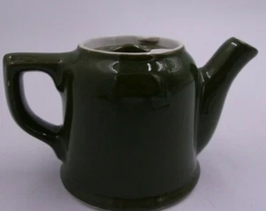 VINTAGE HALL POTTERY INDIVIDUAL BOSTON TEA POT FOREST GREEN 3.5" tall EUC LIDDED - Picture 1 of 5