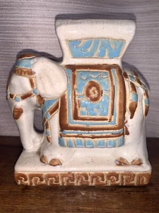 Vintage Vietnam Elephant Plant Stand 7” Tall Trunk Up Good Luck Signed - Picture 1 of 8
