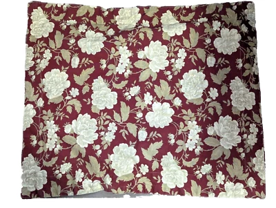 Custom made upholstery weight burgundy cream floral shams (2) cotton - Image 1 of 4
