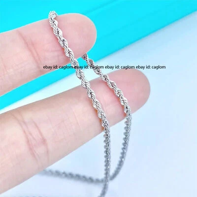 Pure Platinum 950 Chain Women Lucky 1.7mm Twist Rope Necklace 8.1g/17.9inch - Image 1 of 4
