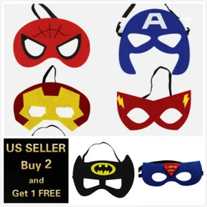 Super Hero Face Eye Mask Batman Superman Sipderman Flash Halloween Costume - Picture 1 of 12