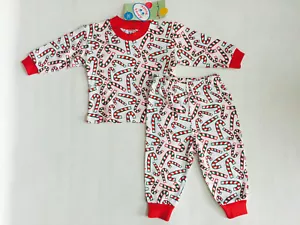Sara's Prints Long Sleeve Candy Canes Christmas Girls Boys Pajamas Size 12 Month - Picture 1 of 3