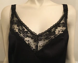 Maidenform “ Something Special” WN SZ 36 BLACK NYLON SLIP/ GOWN Stretchy Lace - Picture 1 of 11
