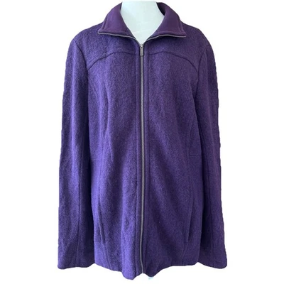 Abrigo chaqueta forrada con cremallera mezcla de lana púrpura real Lands' End para mujer talla 14 ciruela Foto 1 de 4