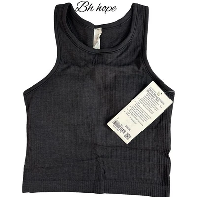 lululemon Ebb to Street Cropped Racerback Tank Top Light Support, B/C Cup. Black - Image 1 of 4