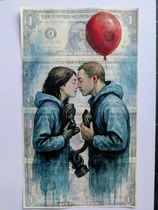 Mixed Media Art On REAL US DOLLAR BILL ART - Stanley Millz 1/1 With CoA Signed - Picture 1 of 8