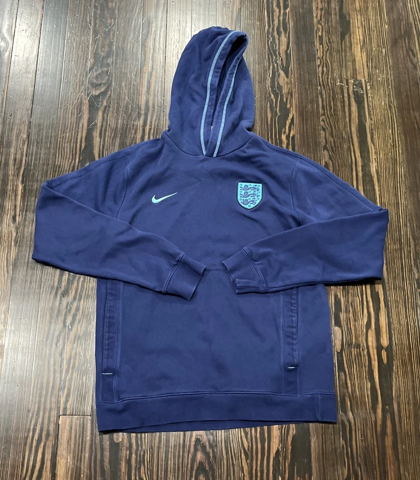 Nike England 3 Lions Soccer Hoodie Men’s Medium Blue Cotton Polyester  - Image 1 of 4